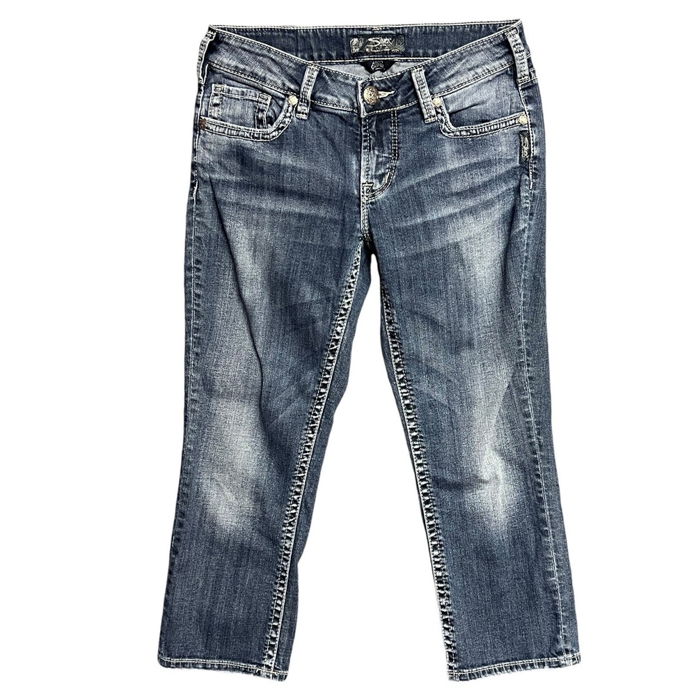 Silver Jeans‎ Co. Capri Jeans 27 Blue Denim Aiko Slim Bootcut Mid-Rise Stretch